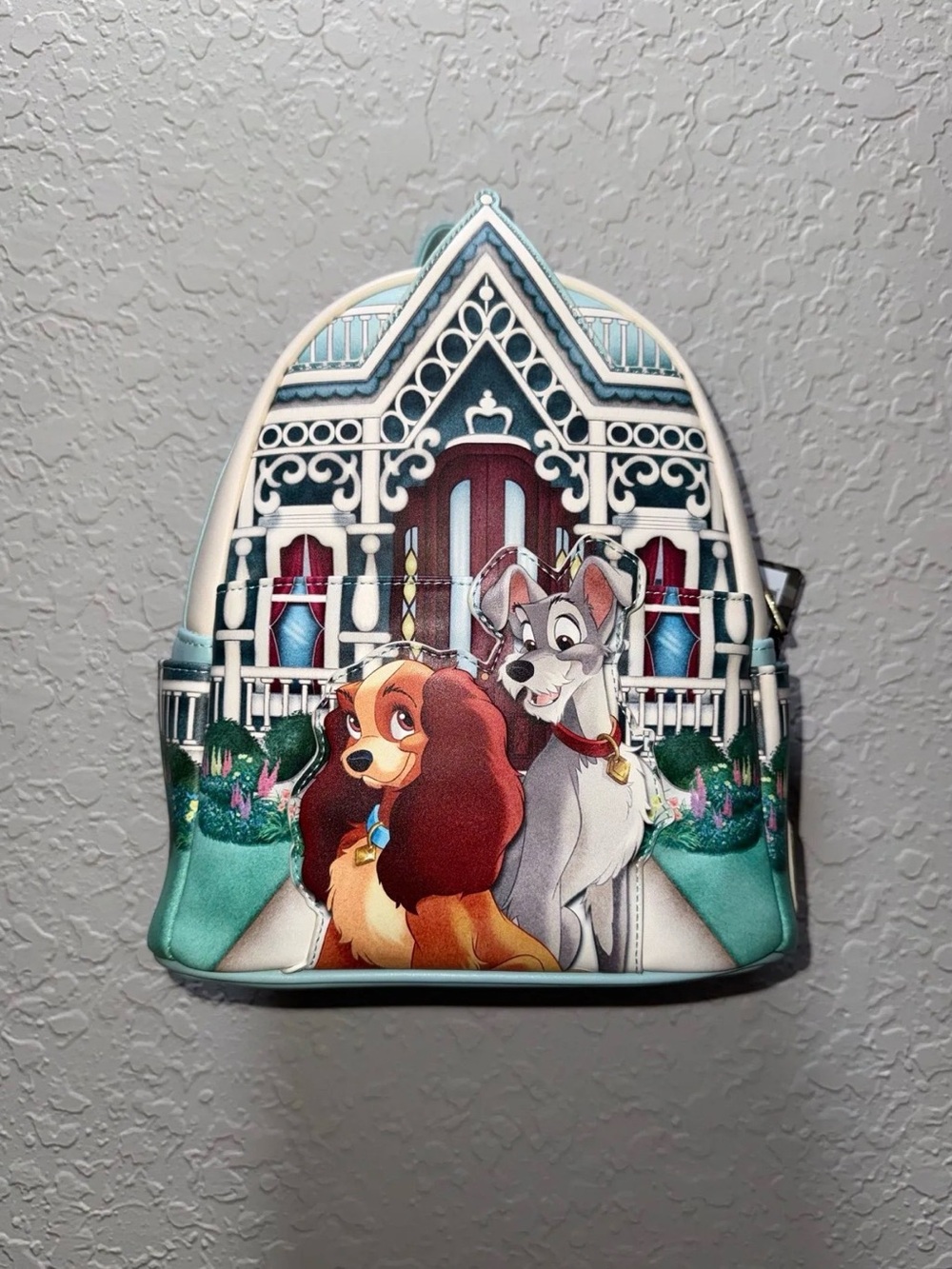 Loungefly Lady and Tramp Teal, White, Red Mini Backpack